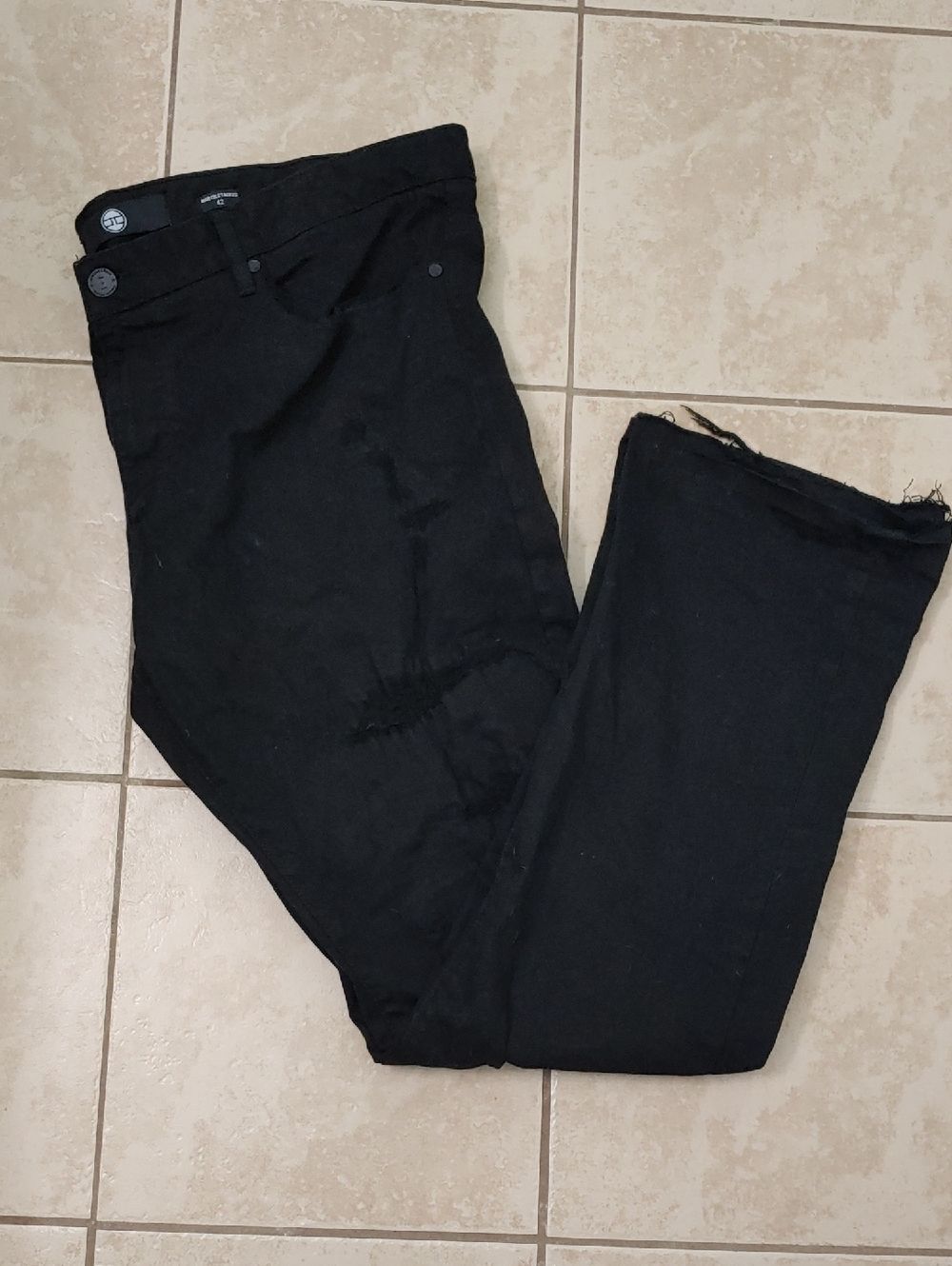 Jordan Craig Jeans Martin Stacked Men's 42 Black Distressed Raw Hem Slim Denim